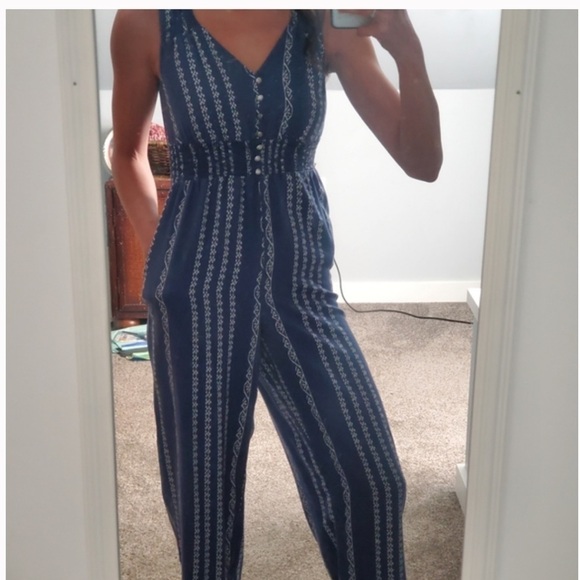 Japna Women's SZ L Printed Aztec Sleeveless Wide Leg Crop V-Neck Jumpsuit NEW - Picture 1 of 12